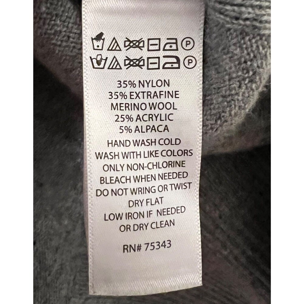 C & C CALIFORNIA Gray Wool/Alpaca Blend Sweater Hi-Lo Hem Button Detail Preppy S - Picture 5 of 5